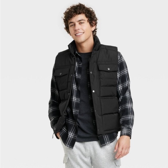 Men's Corduroy Collar Midweight Puffer
Jacket - Goodfellow & Com Black - Picture 1 of 8